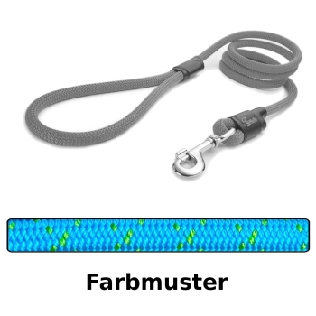 klassische Hundeleine - L - 115cm - blau mit grünen Stichen